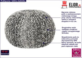 Szara okrągła pufa wełniana - Hatino 2X