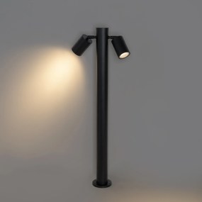 Stojąca lampa ogrodowa czarna 80 cm IP44 regulowana 2-światłowa - Duo