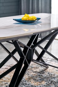 ALFREDO stół rozkładany, biały marmur / czarny
