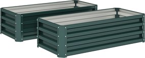 Outsunny Metalowa podwyższona grządka zestaw 2 szt., Otwarty spód, Do ogrodu i na balkon, 110x50x30cm, Zielony | Aosom PL