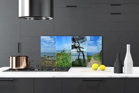 Szkło Dekoracyjne do Kuchni Samotne Drzewo Na Plaży