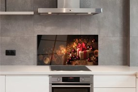 Panel szklany do Kuchni Bożonarodzeniowy Podarek na Drewnie
