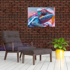Obraz na szkle - Kolorowy kameleon (70x50 cm)
