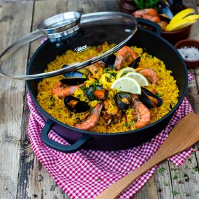 Elo 19628 Brytfanna z pokrywą szklaną i uchwytem aromatycznym Alucast 28 cm, 28 cm