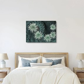 Obraz na szkle - Zielone kwiaty (70x50 cm)
