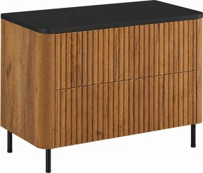 Szafka łazienkowa 80, Dąb craft, blat czarny, nogi czarne, 80,8 x 44,2 x 65 cm