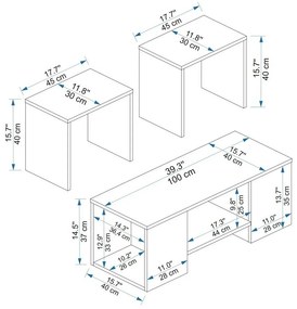 Zestaw stolików konferencyjnych Sartos Beige and Atlantic Pine, 3 szt.