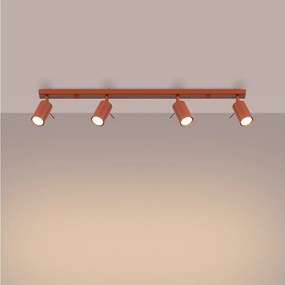 Lampa sufitowa nowoczesny Briix, stal - 4 źródło światła 3000K - L.81 x H.17 cm - ochra czerwona