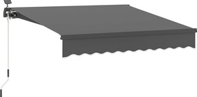 Outsunny Markiza z ręczną korbą i solarnymi światłami LED, Ochrona UV 50+, szerokość 300 cm, w kolorze szarym