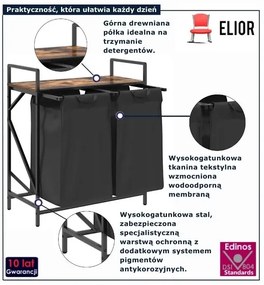Materiałowy kosz na pranie z półką przydymiony dąb S1-H46