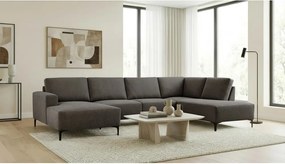 Antracytowy narożnik z tkaniny szenilowej (prawostronny/w kształcie litery U) Fabian – Scandic