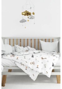 Biała pościel dziecięca do łóżeczka z bawełny renforcé 100x150 cm Dinozor – Mijolnir