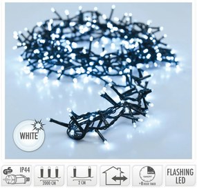 Zewnętrzny łańcuch świetlny, 20 m, 1000 diod LED, zimna biała, timer, IP44, 20 m