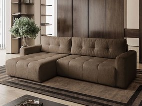 Narożnik w kształcie L VIENNA, tkanina Lambi, Brązowy, Lewy