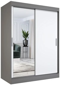 Szafa 150x200 przesuwna z lustrem antracyt + biały - Seko 4X
