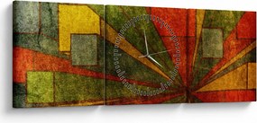 Obraz abstrakcji geometrycznej (z zegarem) (90x30 cm)