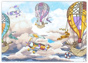 Obraz na szkle - Wyprawa w chmurach (70x50 cm)