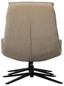 Obrotowy fotel z podnóżkiem z tkaniny szenilowej w naturalnym kolorze Kube – WOOOD