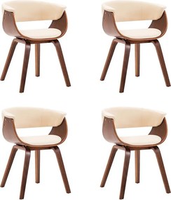 Zestaw 4 krzeseł do jadalni kremowych z giętym drewnem i skórą ekologiczną