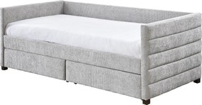 Łóżko typu tapczan 90 x 190 cm z szufladami – Tkanina teksturowana – Szary – ORENALO