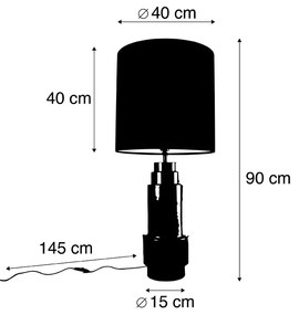 Lampa stołowa art deco brąz klosz welurowy czerwony 40cm - Bruut ArtDeco Oswietlenie wewnetrzne