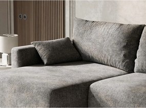 Szary rozkładany/ze schowkiem narożnik z tkaniny szenilowej (lewostronny/z szezlongiem) Leon – Maison de Rêve