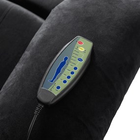 Fotel Masujący ARON Elektryczny Rozkładany z Podnóżkiem Czarny Welurowy Nowoczesny