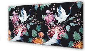 Obraz drukowany na płótnie Ptaki w Kwiatowej Kompozycji