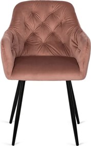 Krzesło Tapicerowane do Salonu VIKI Różowe Welurowe Nowoczesne Loft