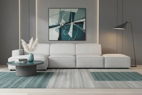 Narożnik modułowy Cursal C lewy z pufą – sofa narożna 341 x 166 x 70 cm, jasno szary Raven 6, nowoczesny design