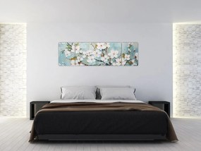 Obraz - Malowanie, kwitnące gałęzie drzew (170x50 cm)