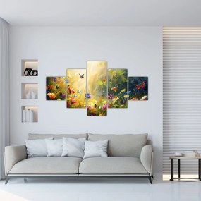 Obraz - Wiosenna łąka kwiatowa, malarstwo (125x70 cm)