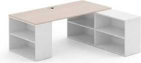 Biurko z przestrzenią do przechowywania BLOCK B01, 180 × 160 cm, biały/dąb naturalny