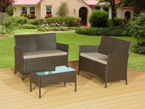 Komplet mebli na taras z technorattanu (2 x sofa + stolik) COMODO brąz