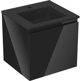 Mexen Orio szafka łazienkowa 50 cm z umywalką Otis, 1 szuflada, czarna połysk/czarna mat - 91A10-05047-1-BF70-W18M71