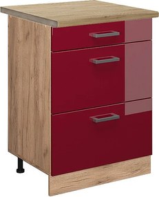 Szafka dolna do kuchni czerwony połysk 60x60x81.6 r-line