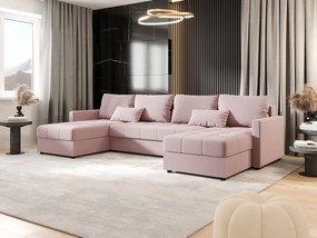 BEDANTE narożnik MOS U BIS Cosmic 14 różowy z funkcją spania sofa w kształcie litery U z pojemnikiem na pościel