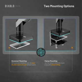 Uchwyt na monitor 49 cali, szaro-czarny LED RGB X-ARM