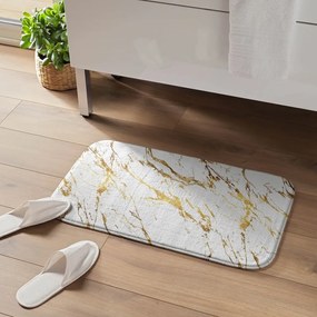 Dywanik łazienkowy w biało-złotym kolorze 45x75 cm Aquamarbre – douceur d'intérieur
