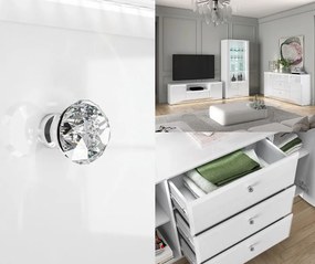 Komoda z oświetleniem LED Glamour 02, biały połysk