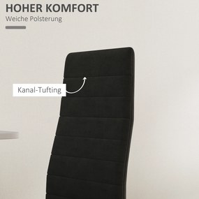 HOMCOM Zestaw 4 krzeseł do jadalni, beznarżnikowy design, tapicerka z tkaniny, metalowe nogi, czarne