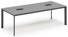 Stół konferencyjny PRIMO INVITATION, 240x120 cm, szary + 2x port blatowy TYP VI, czarny