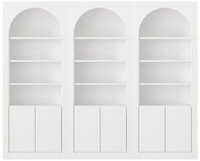 Zestaw 3 regałów z 4 przegródkami, 2-drzwiowych - Biały - CYMORA