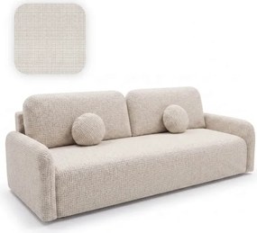 Sofa DUO Rozkładana Dwuosobowa Beżowa Szenil Japandi