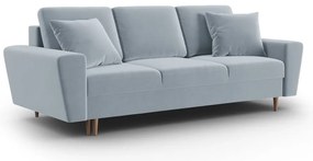 Jasnoniebieska aksamitna rozkładana/ze schowkiem sofa 235 cm Kyoto – Cosmopolitan Design