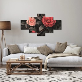 Obraz - Czerwone kwiaty na ciemnym tle (125x70 cm)