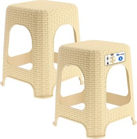 KADAX Taboret rattan 45 x 26 cm beżowy, 2 szt.