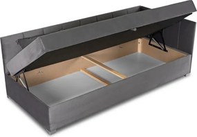 Łóżko Tapczan Młodzieżowe KARO 2 90x200 cm Narożne Szare Welurowe