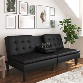 Czarna rozkładana sofa z imitacji skóry 191 cm Maine – Støraa