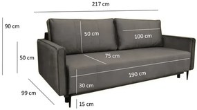 Ciemnoszara rozkładana sofa z pojemnikiem - Eugene